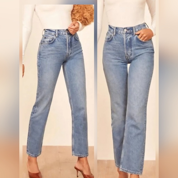 Reformation Denim - Reformation Cynthia High Relaxed Straight Leg Denim Jeans Blue San Lucas size 25